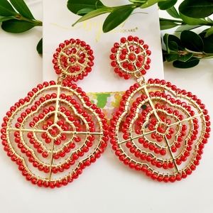 Michelle McDowell Large Red Bead Clover Earrings